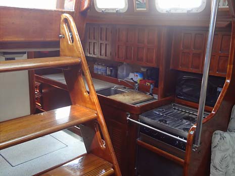 1985 Endeavour 42 Cutter Rigged Sloop Sailboat Galley